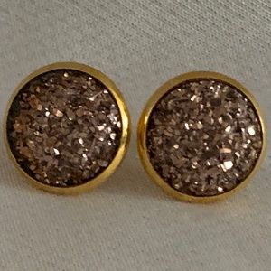 NWOT Bronze Druzy Stud Earrings Gold Plated